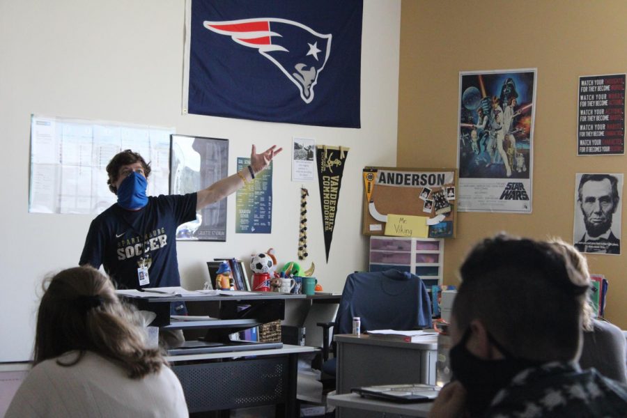 Lecturing his AP Government and Politics class on the importance of voting is one of Mr. Anderson's favorite activities.