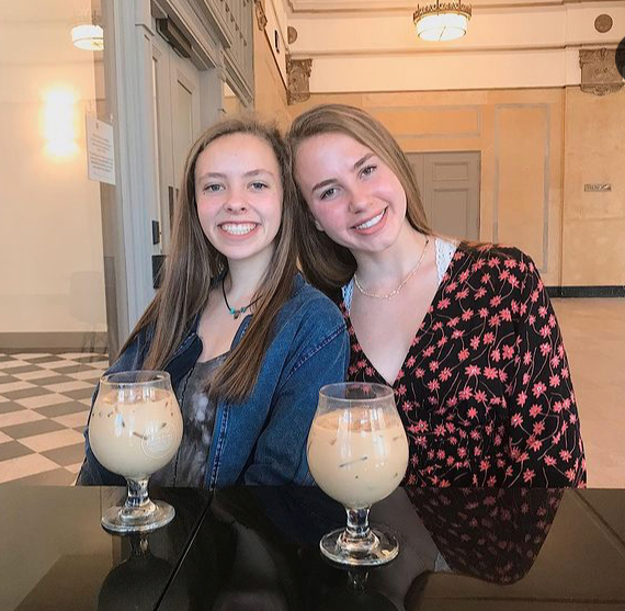 Emily Daniel (12) and Grace Till (12) enjoy iced coffee at Pharmacy Coffee, Little Rivers Montgomery Building location.
