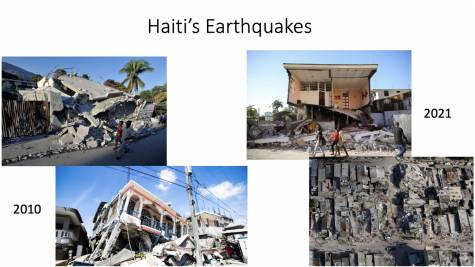 An infographic comparing the damage from the earthquake in 2010 and the earthquake in 2021