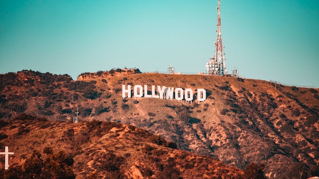 The Hollywood sign shines above Los Angeles.