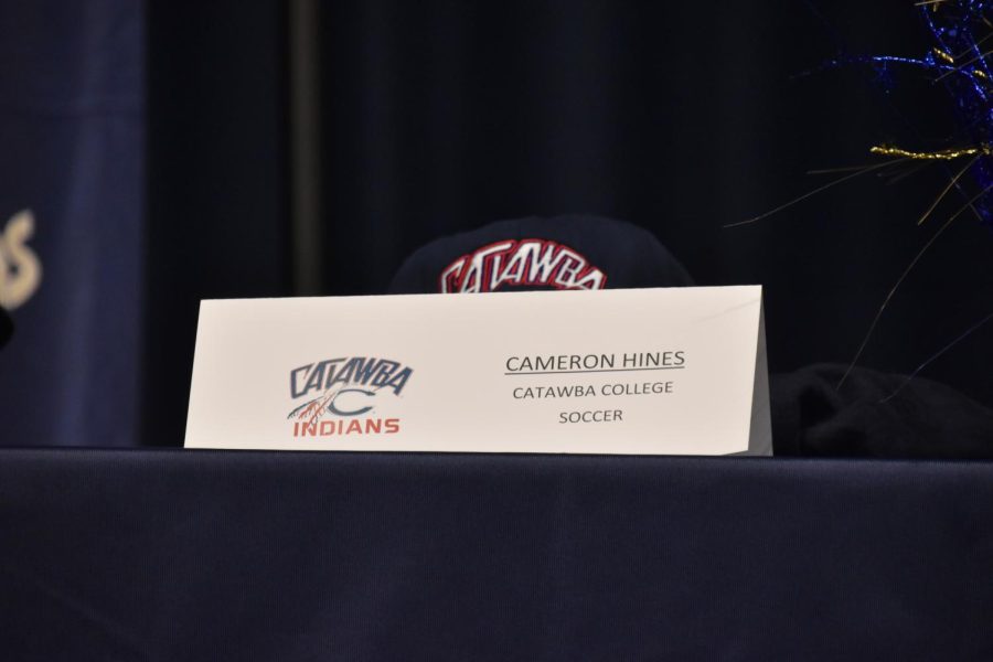 Cameron Hines (12) signed to Catawba College.