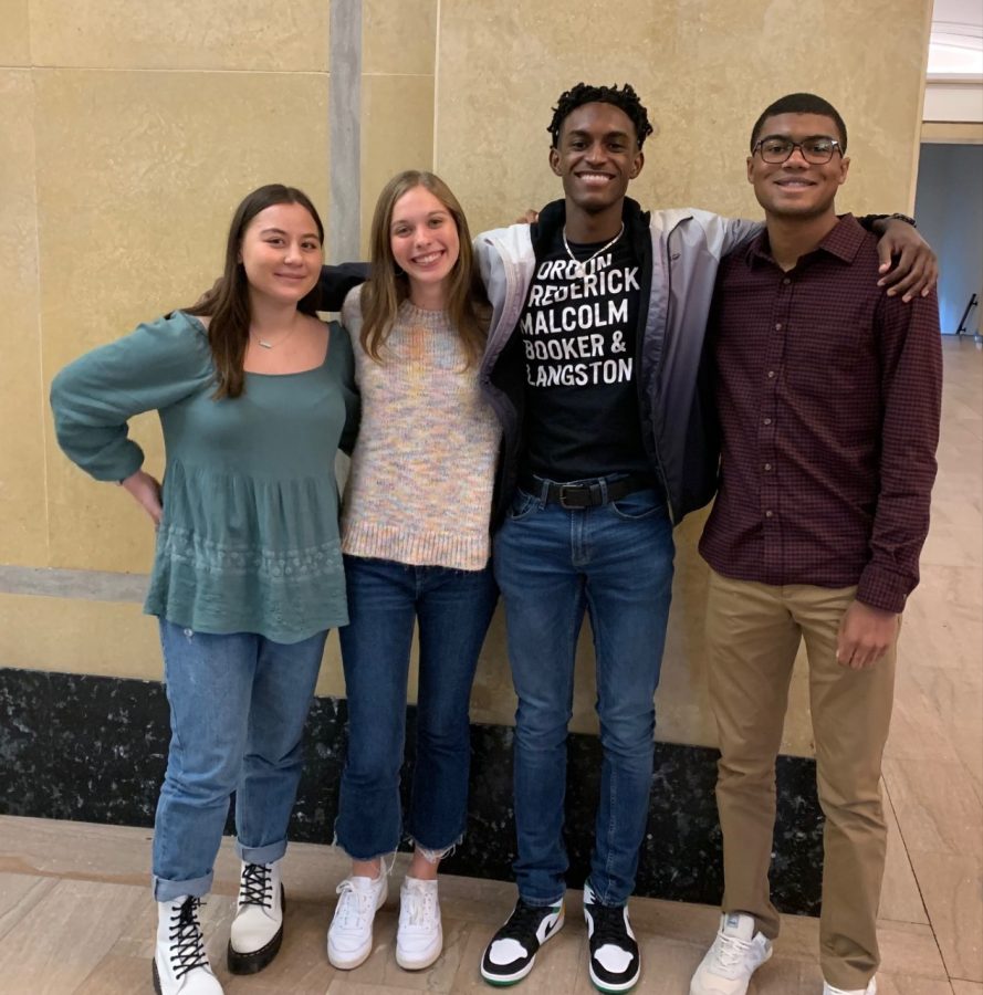 Kaitlyn+Metz+%2812%29+and+Maxwell+Booker+%2812%29+join+with+students+from+the+Spartanburg+Day+School+to+celebrate+a+successful+Racial+Equity+Institute+training.