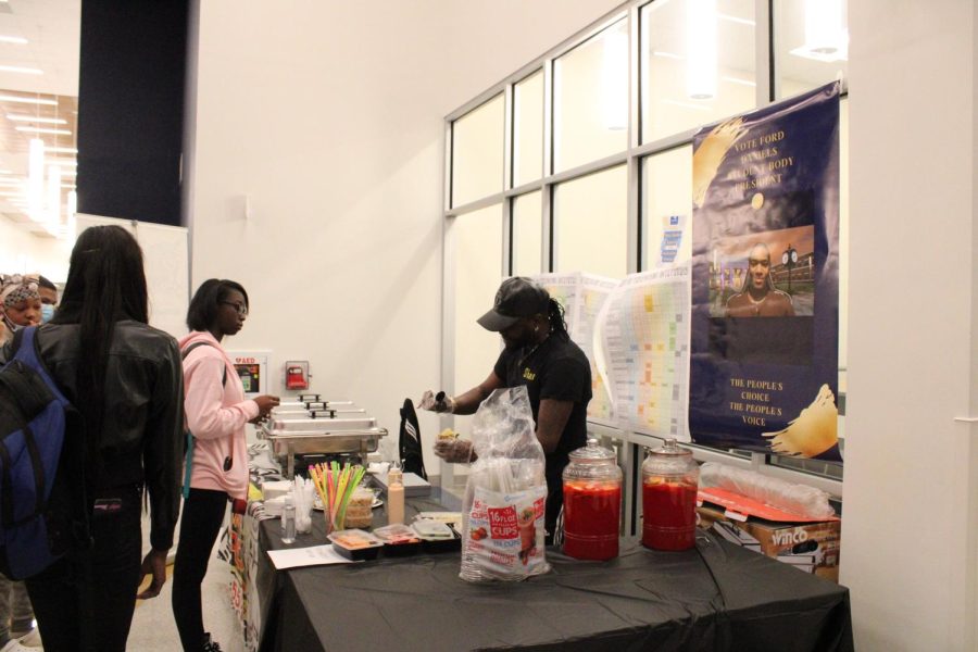 Food and drinks are sold to students at lunch. 