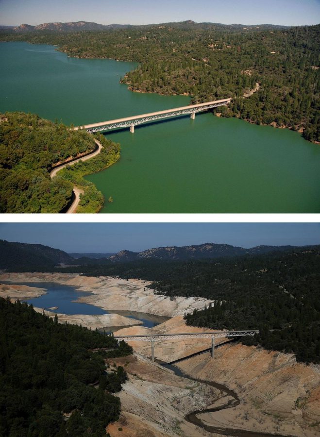 Lake+Oroville+in+California+is+the+second+largest+reservoir+in+the+state+and+in+a+spam+of+3+years+has+loss+over+50%25+of+the+water.