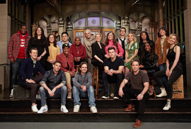 Cast members pose for the season 46 premiere.