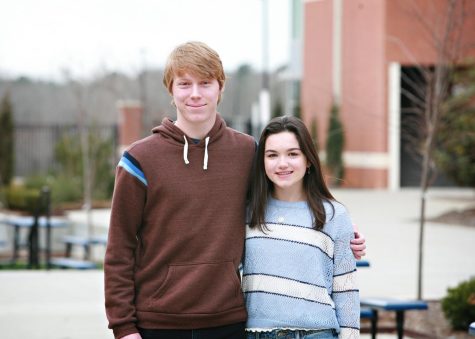 Cooper Stone (12) and Elizabeth Skinner (12) pose for their Senior Superlative photo.  They were named as Most Intellectual by their classmates.
