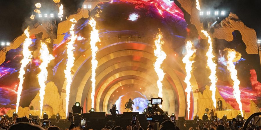 Travis Scott performs for countless overcrowded fans at his Astroworld festival.