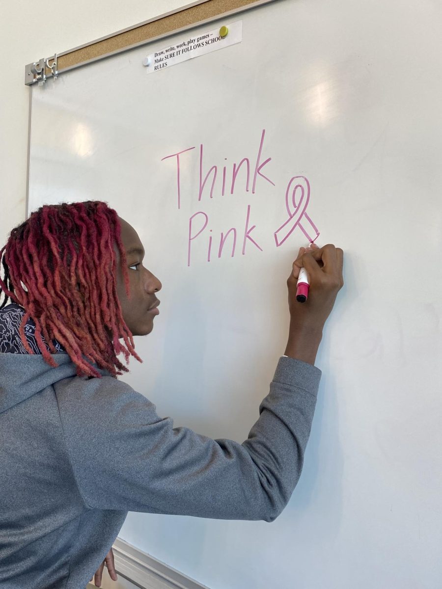 Shimon Smith (12) dyed his hair pink in an effort to celebrate Think Pink week.  