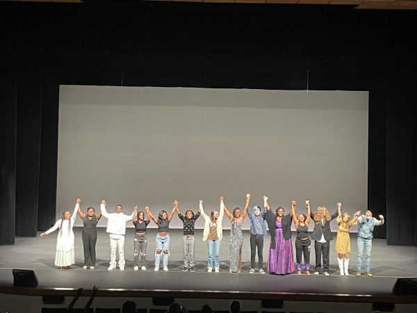 Participants of the Black History Clubs Talent Show take their final bow.