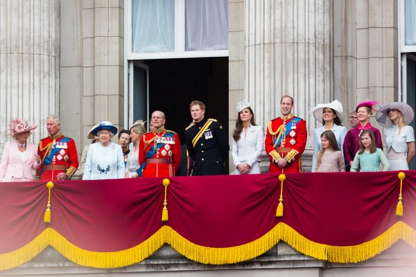 The royal family poses for pictures on the balcony of Buckingham Palace.