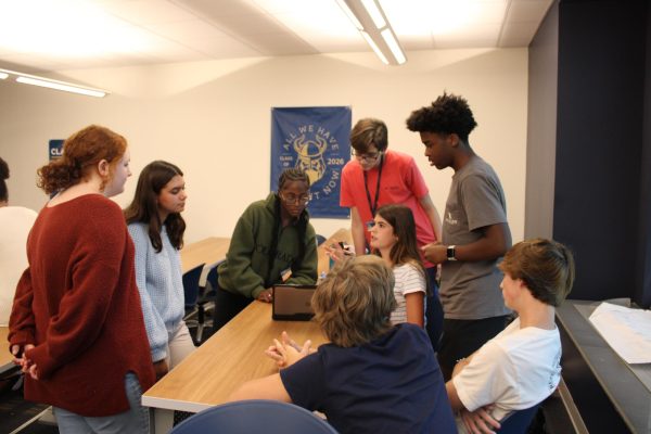 Kaia Brown (9) speaks with fellow members of the SHS Student Council.