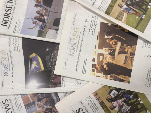 The Spartanburg High School newspaper, Norse News, puts out two print issues per school year.