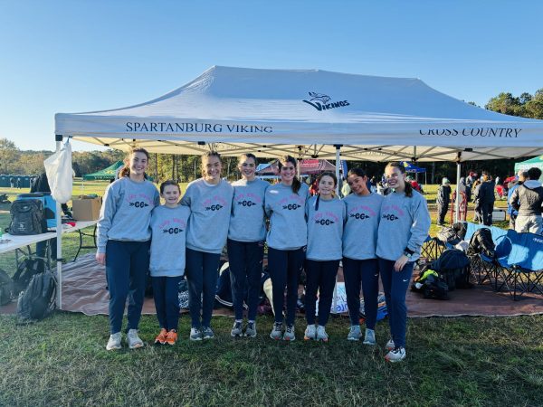 Spartanburg High School girl's cross country team poses for a photo before their big race.