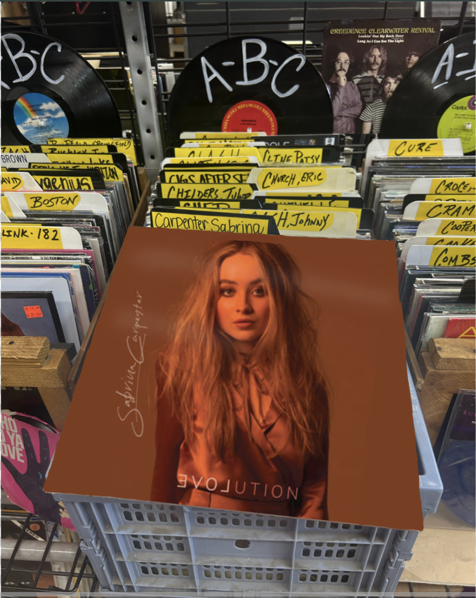 Sabrina Carpenter's album "EVOLution" waiting to be bought at a local record store.