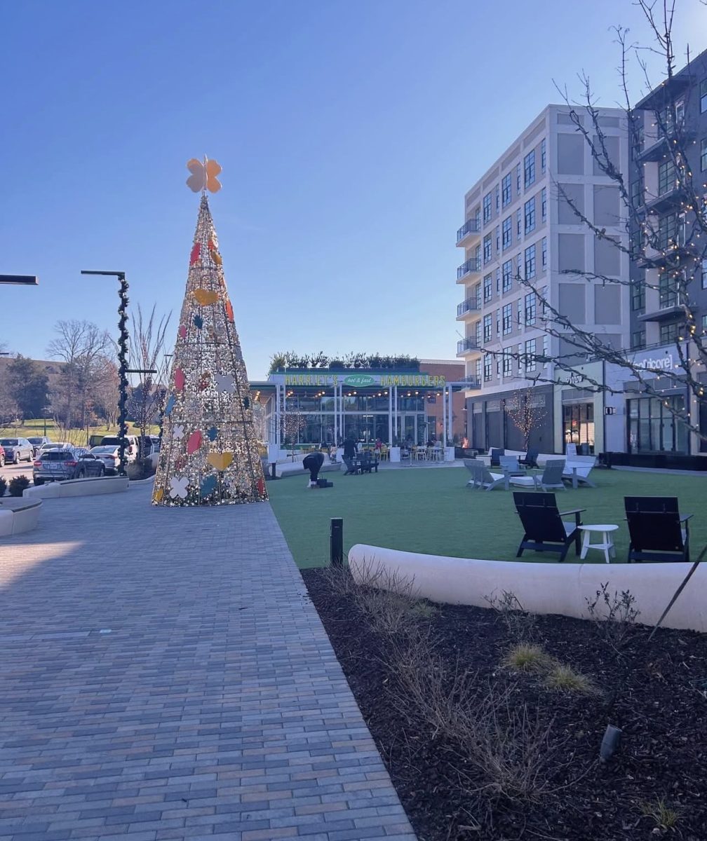 Businesses prepare for the arrival of Christmas by decorating their storefronts.