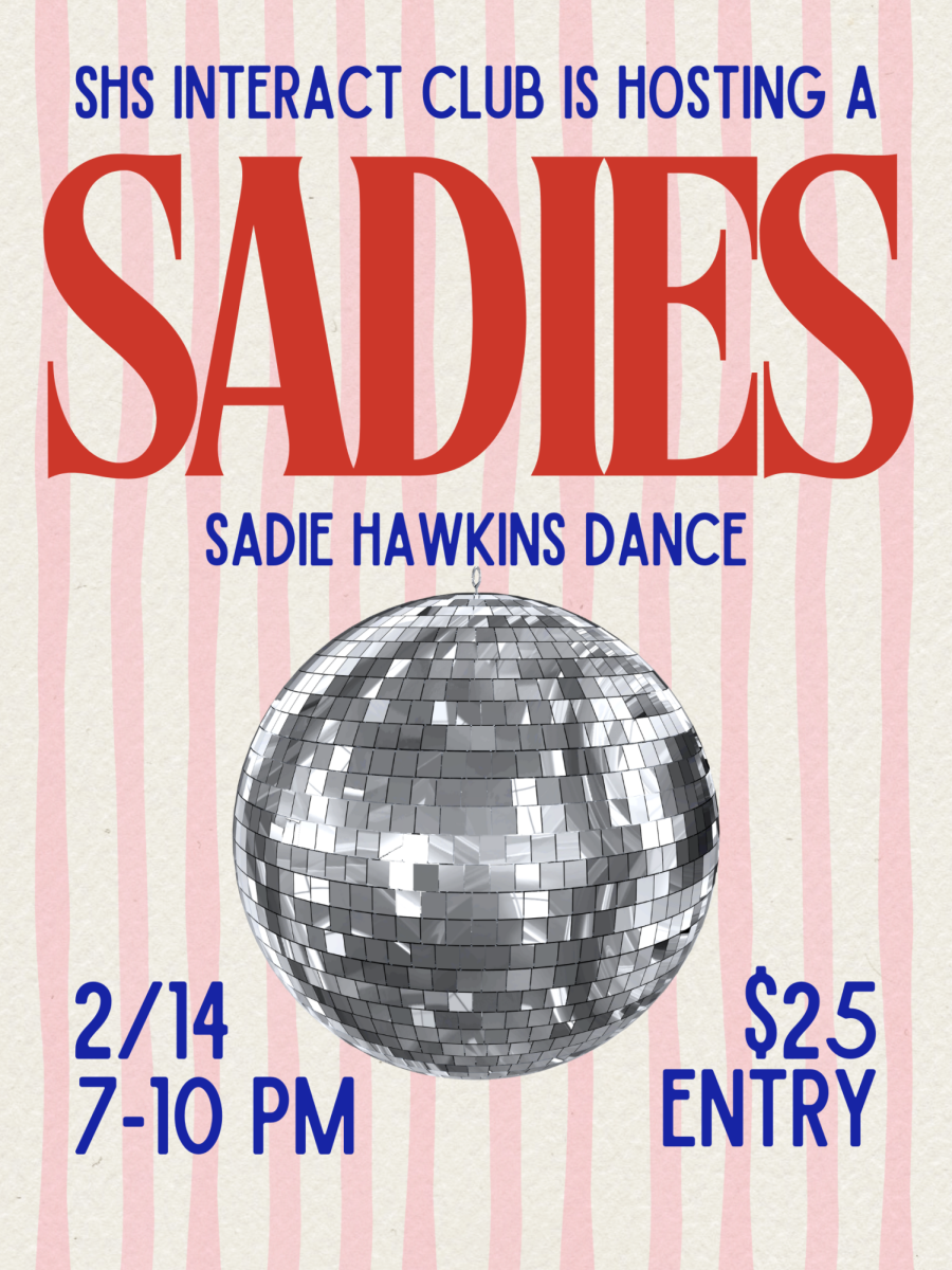 Poster highlighting Spartanburg High School's first Sadie Hawkins dance, set for Feb. 14 at 7 p.m.