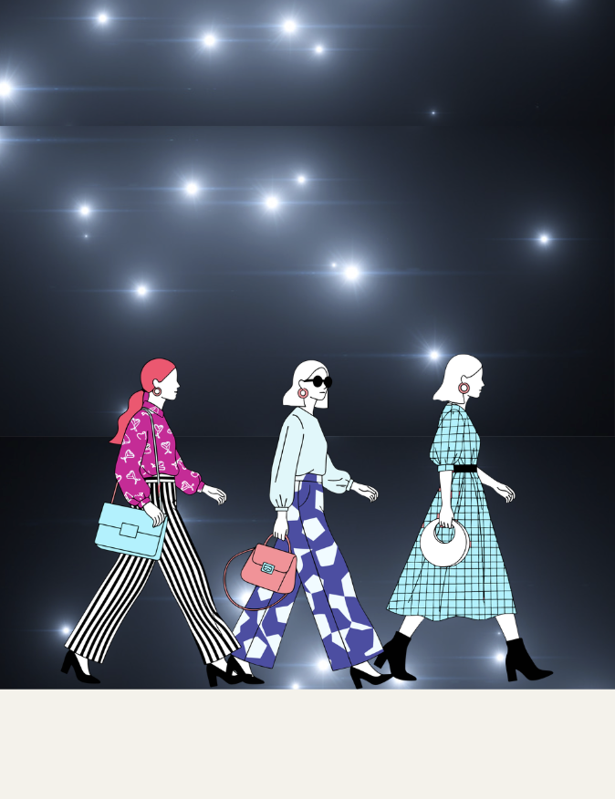 Models walk the runway styled in designer collections for fashion shows