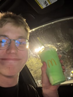 Finn McEnroe (11) shows his St. Patrick's Day spirit by treating himself to a Shamrock Shake from McDonald's.