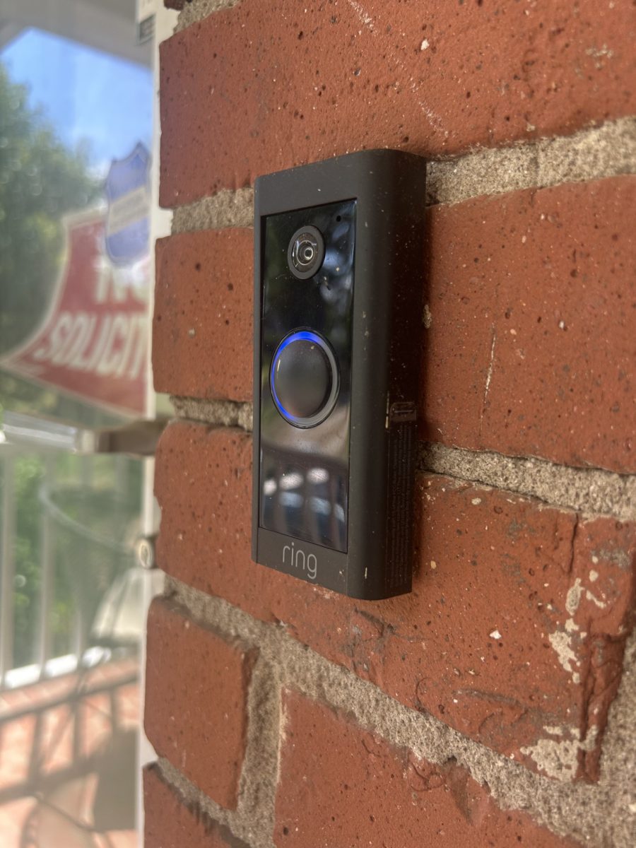 A doorbell camera watches the neighborhood as homeowners are away.