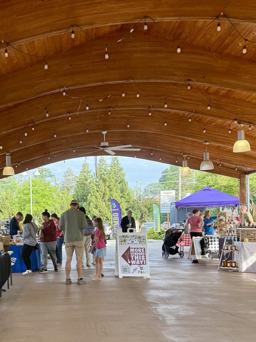 Shoppers browse local goods and fresh produce at the Hub City Farmers Market.